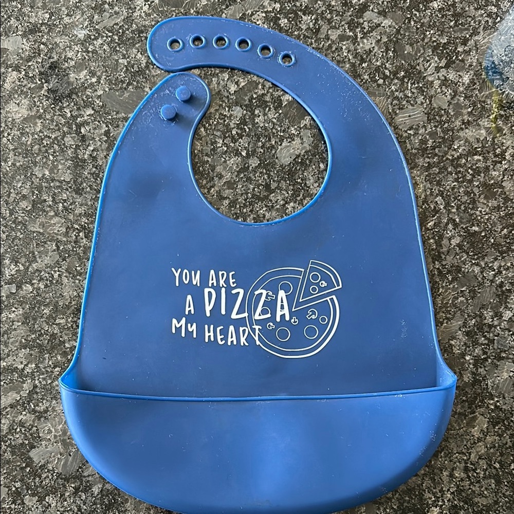 Bright Blue Silicone Bib with Fun Graphics